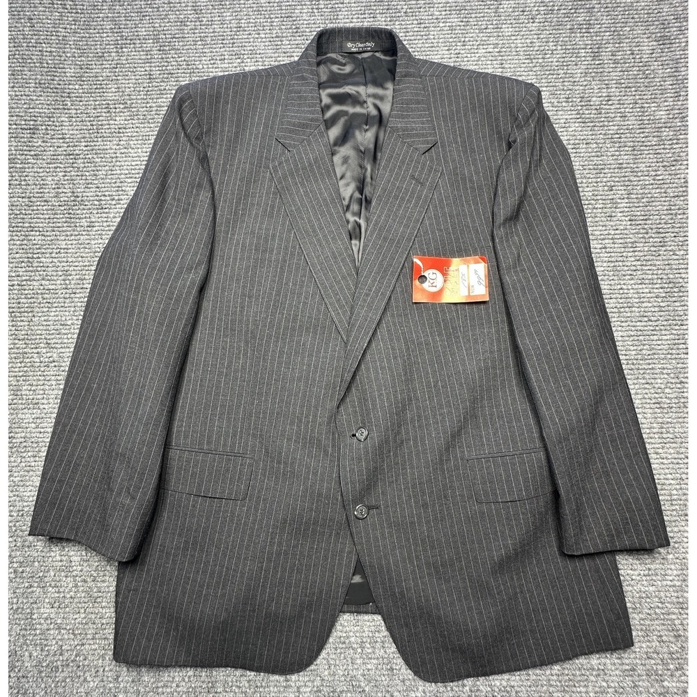Preferred Stock Blazer Mens 50R Gray Pinstripe‎ Two Button Suit Jacket Lined